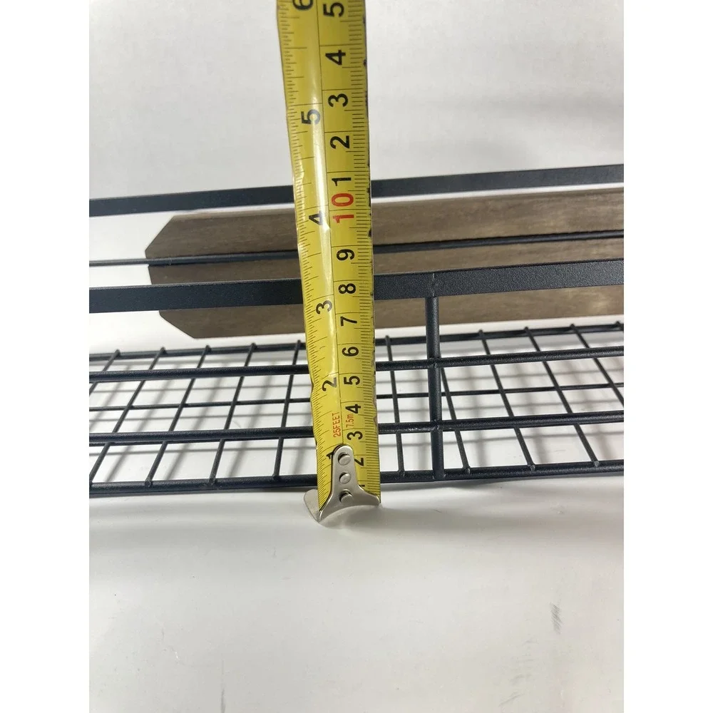 Coffee Bar Decorative Metal And Wood Wall Mounted Shelf 17